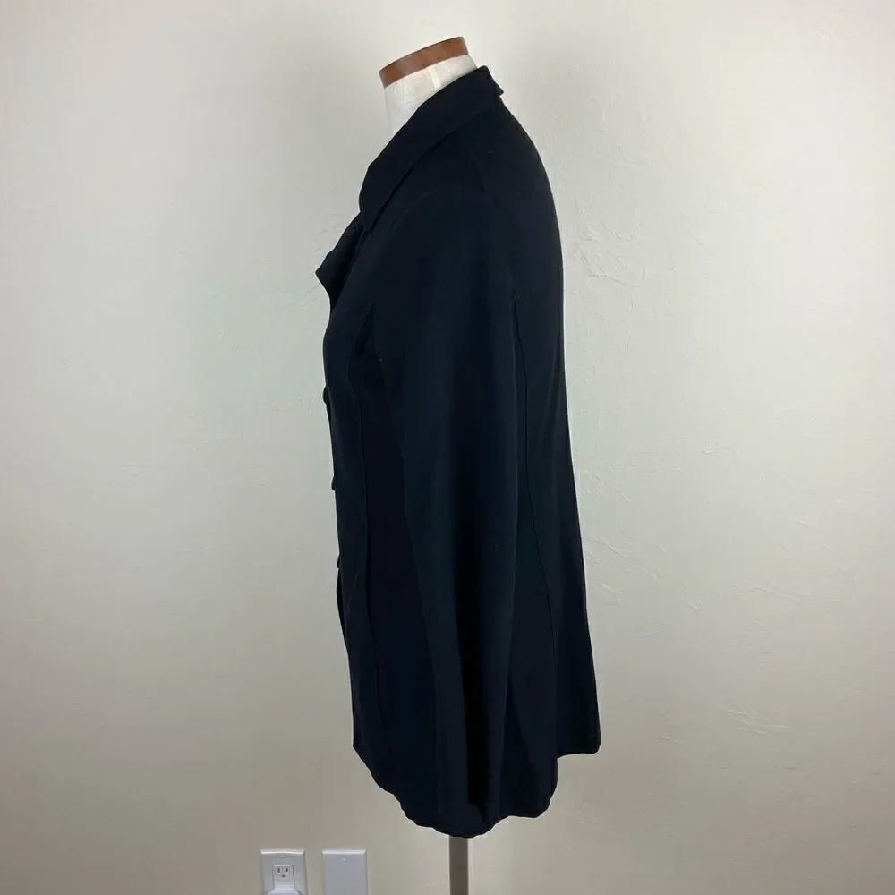 Eileen Fisher Asymmetric Knit Stretch Button-Up Jacket - Black